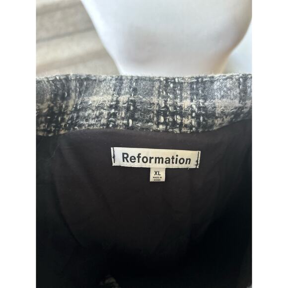 Reformation Black & White Plaid Tweed Wool Blend Blazer Shacket - Picture 5 of 7
